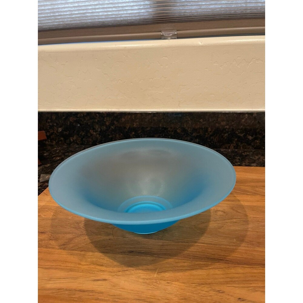 Tiffin Glass Sky Blue Satin Glass Console Bowl